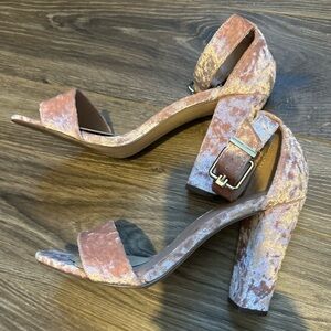 Pink velvet spring heels